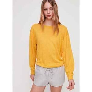 Aritzia Wilfred Free Habitus Linen Blend Drawstring Shorts Grey Size Medium